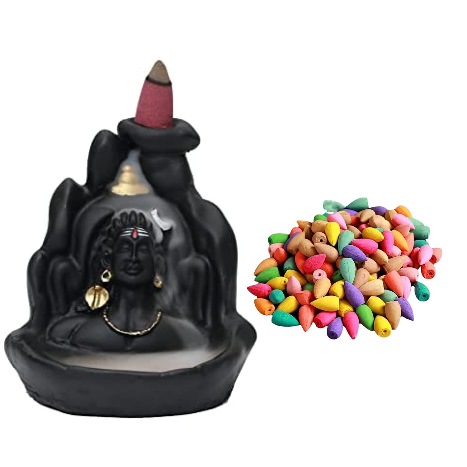 Adiyogi Smoke Fountain with 101 Pcs Backflow Cones