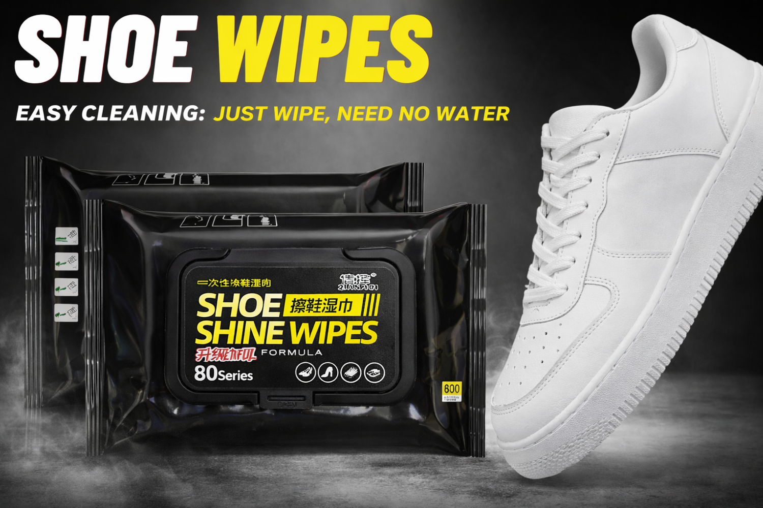 Shoe Shine Wipes (80 + 80 Wipes) – Instant Shoe Cleaning & Polishing Wet Wipes - Pack of 2