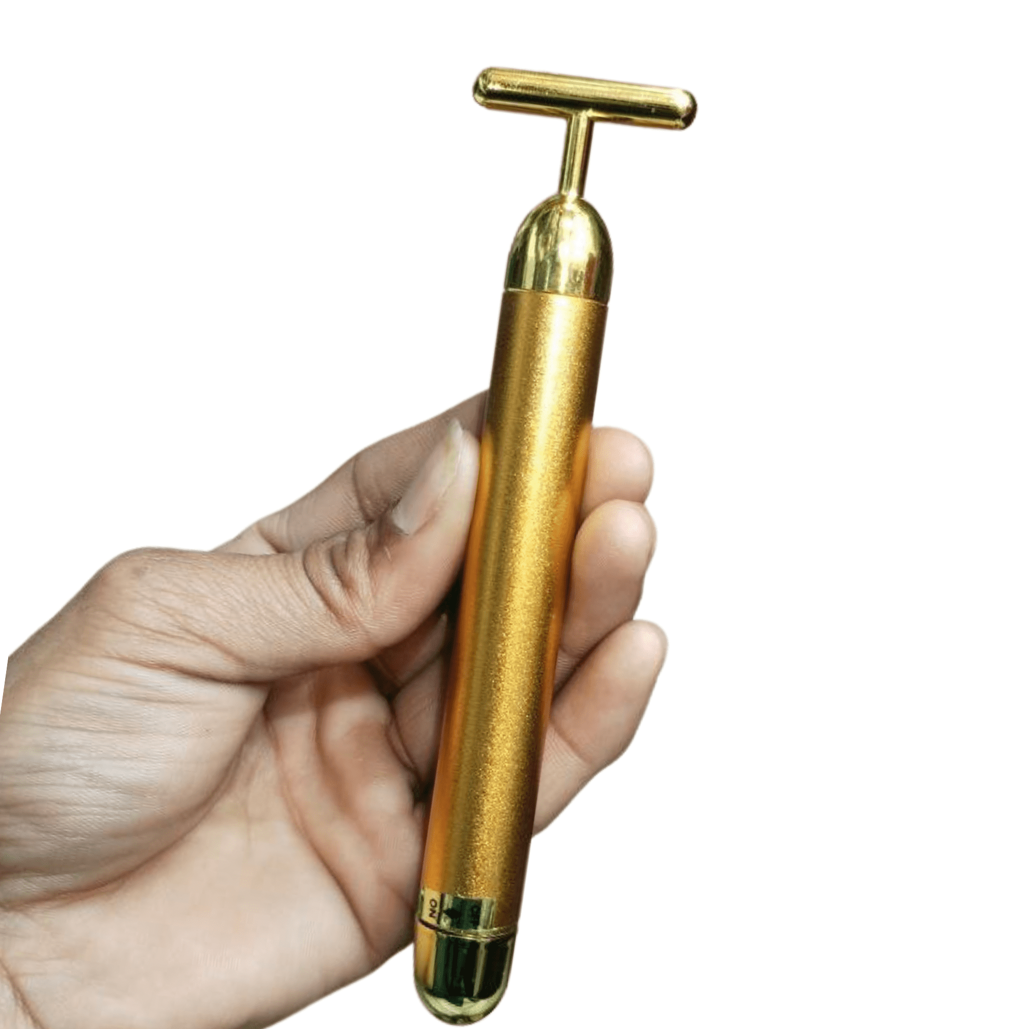 Dizaan 24K Gold T-Shaped Face Massager – Electric Vibrating Facial Roller for Face, Neck & Jawline | Anti-Aging Skin Care Tool