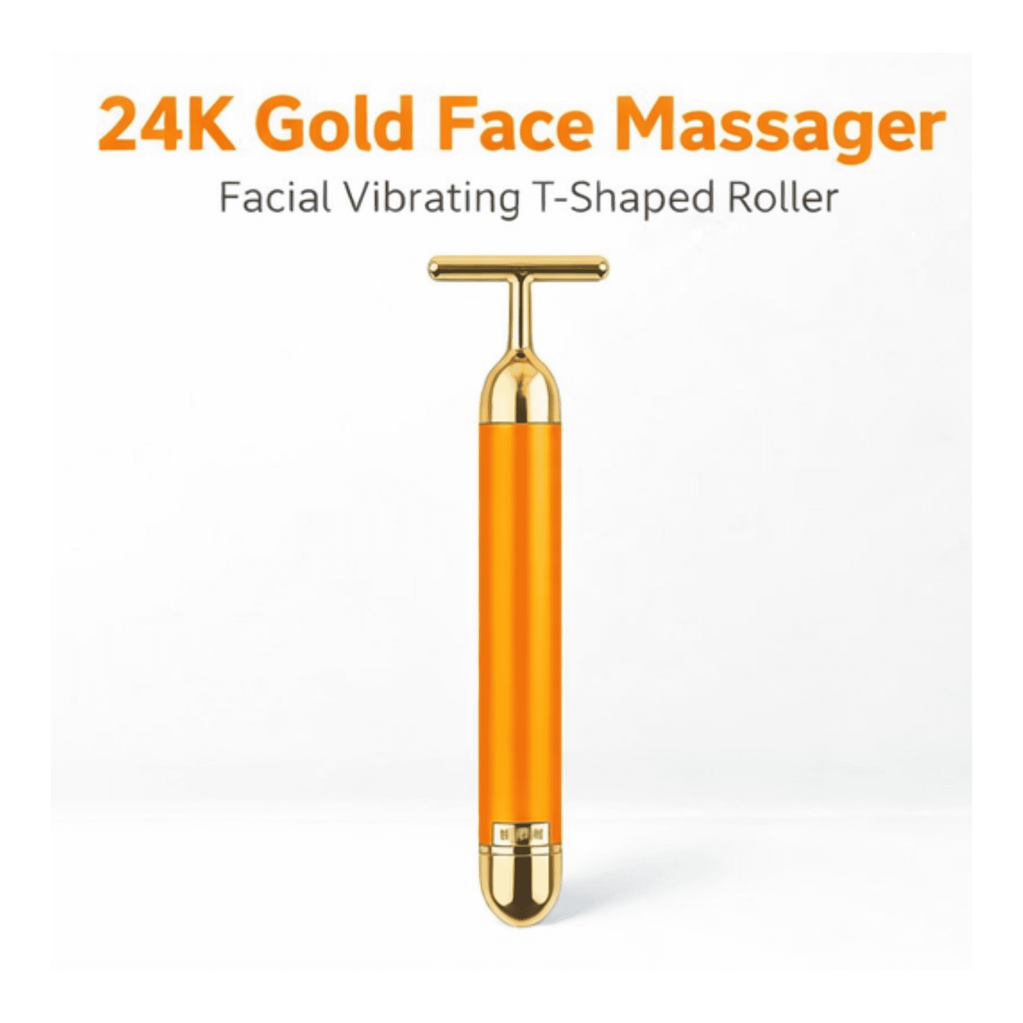 Dizaan 24K Gold T-Shaped Face Massager – Electric Vibrating Facial Roller for Face, Neck & Jawline | Anti-Aging Skin Care Tool